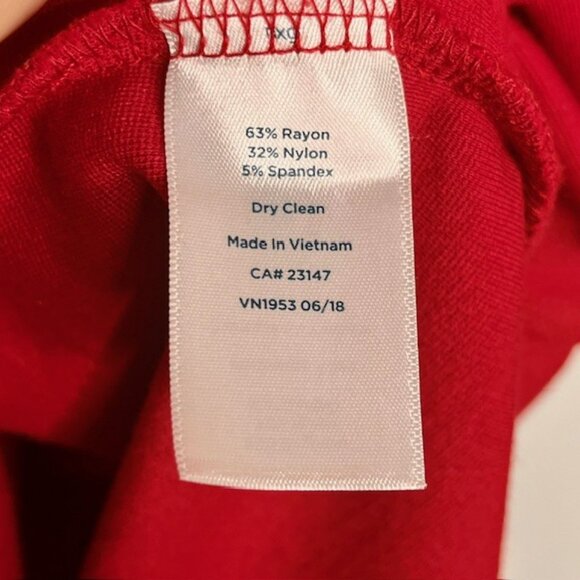 RSVP by Talbots Ponte Sheath Dress Scalloped Sleeve Detail - Red - 16P - Picture 9 of 10